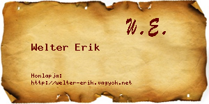Welter Erik névjegykártya